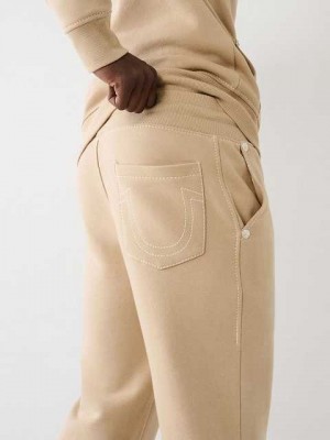 True Religion Big T Logo Joggingbyxor Herr Beige | EQV914826