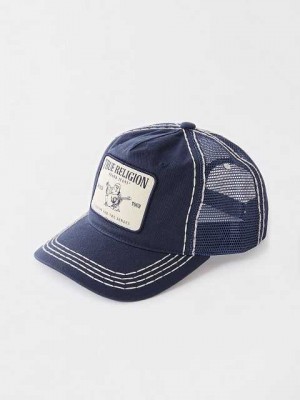 True Religion Big T Trucker Hatt Unisex Marinblå | CTO479038