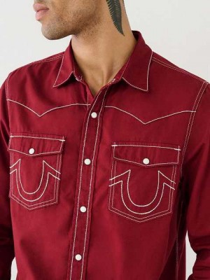 True Religion Big T Western Skjorta Herr Fuchsia | IAW352079