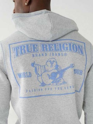 True Religion Big T Zip Hoodie Herr Grå Blå | FRN923085