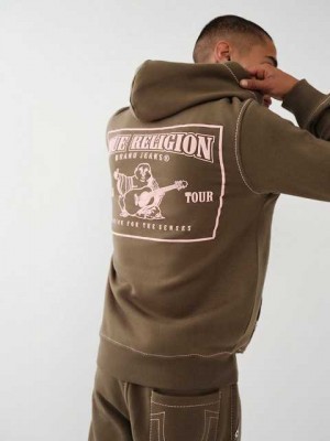 True Religion Big T Zip Hoodie Herr Olivgröna | NBM132407