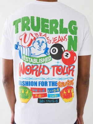 True Religion Billiard Buddha Logo T-shirt Herr Vita | WUC365108