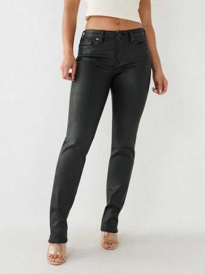 True Religion Billie Coated Mid Rise Straight Jeans Dam Svarta | JDF503921