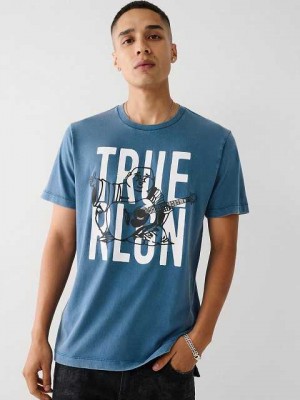 True Religion Buddha Logo T-shirt Herr Marinblå Blå | FRU168345