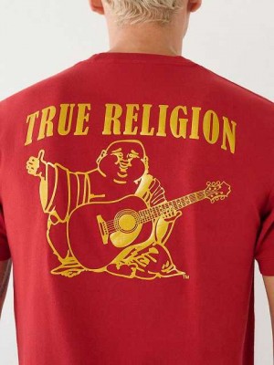 True Religion Buddha Logo T-shirt Herr Röda | CLE356842