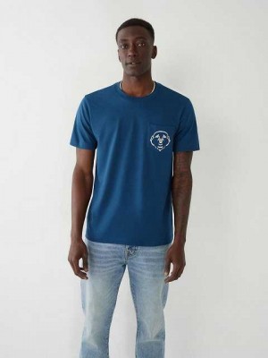 True Religion Buddha Pocket T-shirt Herr Marinblå Marinblå | ILY473569