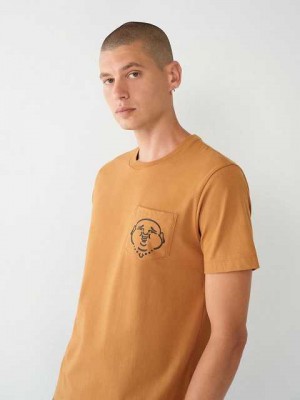 True Religion Buddha Pocket T-shirt Herr Orange Bruna | ZTP124965