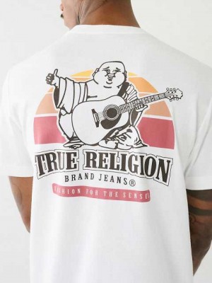 True Religion Buddha Sunrise Logo T-shirt Herr Vita | DQX753190