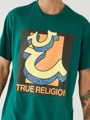 True Religion Channel True Tryck Relaxed T-shirt Herr Gröna | BNK805267