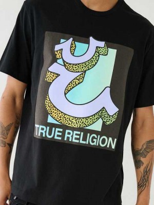 True Religion Channel True Tryck Relaxed T-shirt Herr Svarta | UGQ371598