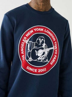 True Religion City Buddha Logo Sweatshirt Herr Marinblå Blå | VJF563987