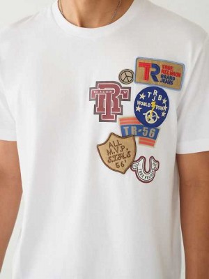 True Religion Collegiate Patch T-shirt Herr Vita | QHJ516423