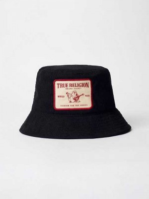 True Religion Corduroy Bucket Hatt Unisex Svarta | BSI305691