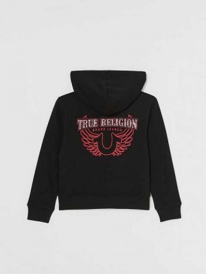 True Religion Crystal Logo Zip Hoodie Barn Svarta | DLA072816