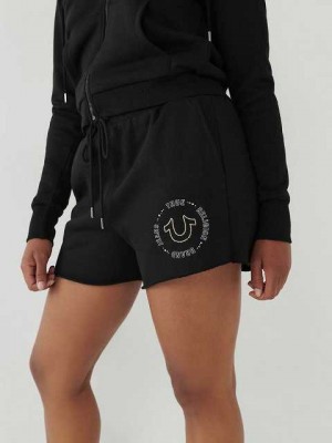 True Religion Crystal Sweat Shorts Dam Svarta | RGF384526