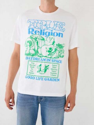 True Religion Daydream Buddha Tryck Relaxed T-shirt Herr Vita | PWF308596