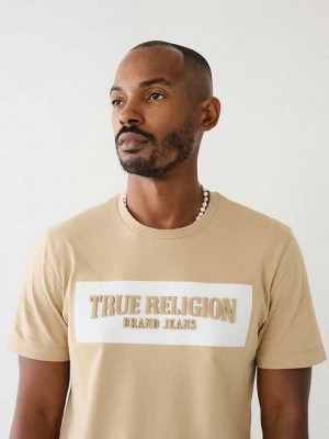 True Religion Embossed Arch Logo T-shirt Herr Beige | DJU608341