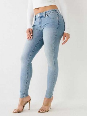 True Religion Halle Mid Rise Super Skinny Jeans Dam Blå | HWJ916073