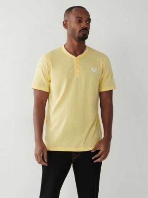 True Religion Henley T-shirt Herr Citron | CWA194567