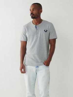 True Religion Henley T-shirt Herr Grå | MOT164738