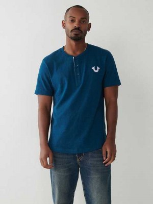 True Religion Henley T-shirt Herr Marinblå Marinblå | HNS834167