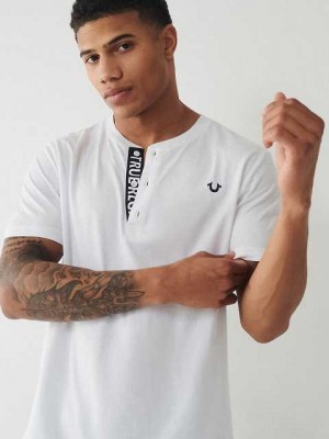 True Religion Henley T-shirt Herr Vita | KYE517089