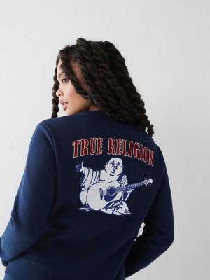 True Religion Heritage Crewneck Sweatshirt Dam Marinblå Blå | AGX938702