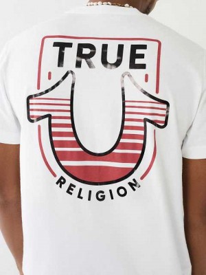 True Religion Horseshoe Logo Crew Neck T-shirt Herr Vita | MUO820749