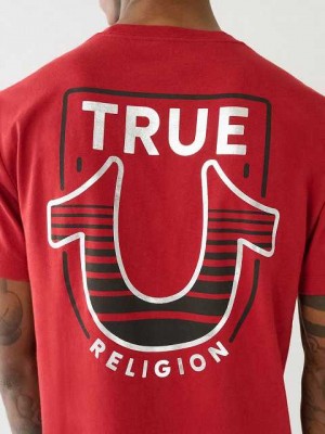 True Religion Horseshoe Logo Crew Neck T-shirt Herr Röda | TJR047532