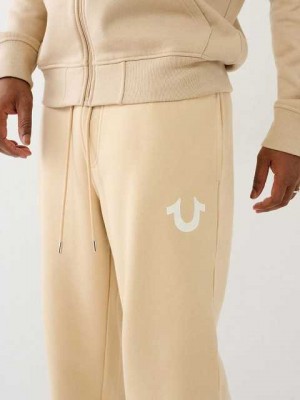 True Religion Horseshoe Logo Fleece Drawstring Joggingbyxor Herr Beige | JFP038457