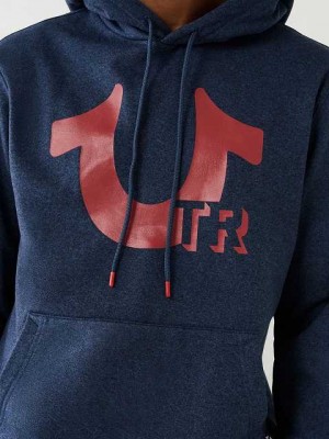 True Religion Horseshoe Logo Hoodie Herr Marinblå Röda | AOE794816