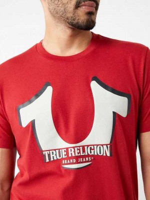 True Religion Horseshoe Logo Korta Sleeve T-shirt Herr Röda | MJT762815