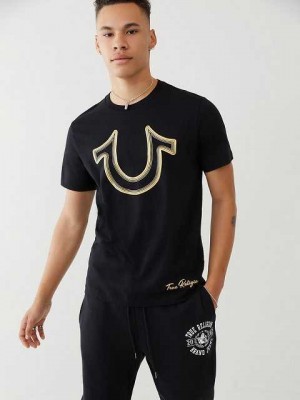 True Religion Horseshoe Logo T-shirt Herr Svarta | IEX653914