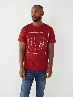 True Religion Horseshoe Logo T-shirt Herr Röda | QAI132470