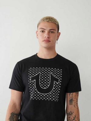 True Religion Horseshoe Logo T-shirt Herr Svarta | QHA208694