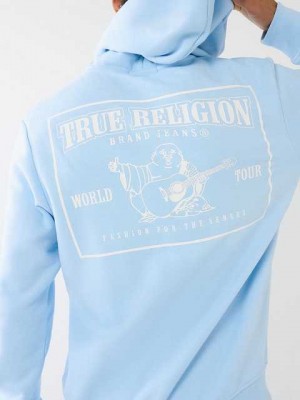 True Religion Horseshoe Logo Zip Hoodie Herr Blå | RPL235407