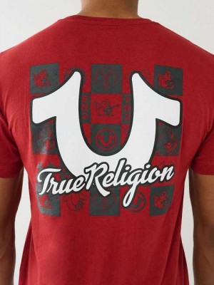 True Religion Hs Tr Grid Crew T-shirt Herr Röda | SXQ578062