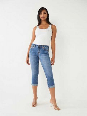 True Religion Jennie Big T Curvy Crop Skinny Jeans Dam Blå | SDE025436