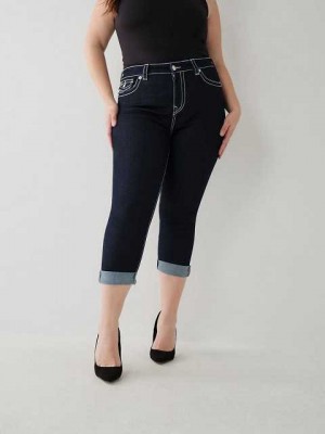 True Religion Jennie Big T Curvy Crop Skinny Jeans Dam Body Rinse | LEB381504