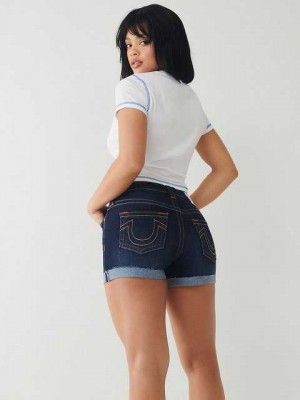 True Religion Jennie Curvy Shorts Dam Mörkblå | WMN245138