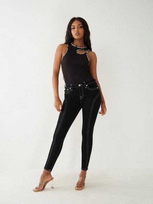 True Religion Jennie Mid Rise Curvy Skinny Jeans Dam Svarta | GKN867493