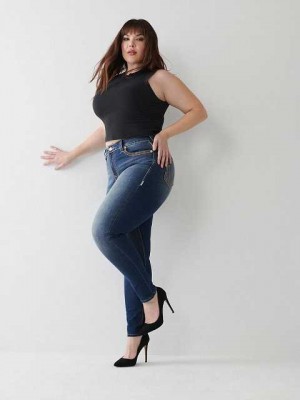 True Religion Jennie Super Q Curvy Skinny Jeans Dam Mörkblå | HUZ321798