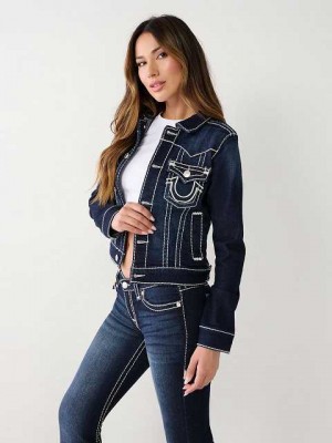 True Religion Jimmy Super T Stitch Denim Jacka Dam Mörkgrå | EIW135297