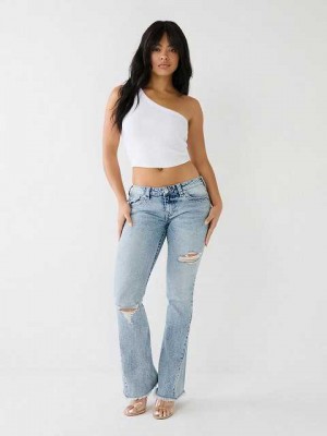 True Religion Joey Distressed Low Rise Utsvängda Jeans Dam Tvätt | PDB603981