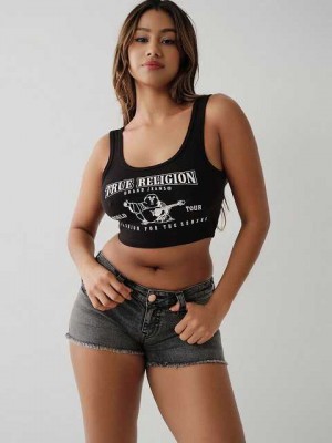 True Religion Logo Crop Linne Dam Svarta | JFC345706