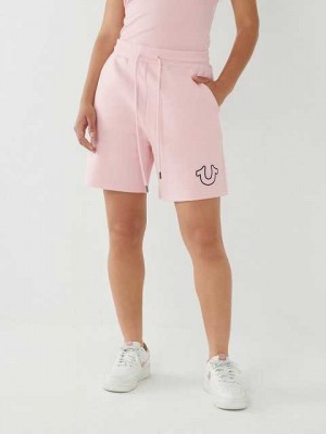 True Religion Logo Gym Shorts Dam Rosa | CIK860423