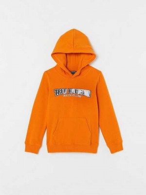 True Religion Logo Hoodie Barn Orange | NWR597304