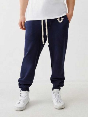 True Religion Logo Joggingbyxor Herr Marinblå | ERX672594