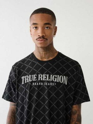 True Religion Logo Monogram T-shirt Herr Svarta | ZBI247139