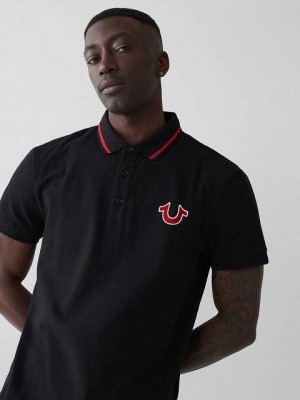 True Religion Logo Polo Skjorta Herr Svarta | SYP017429